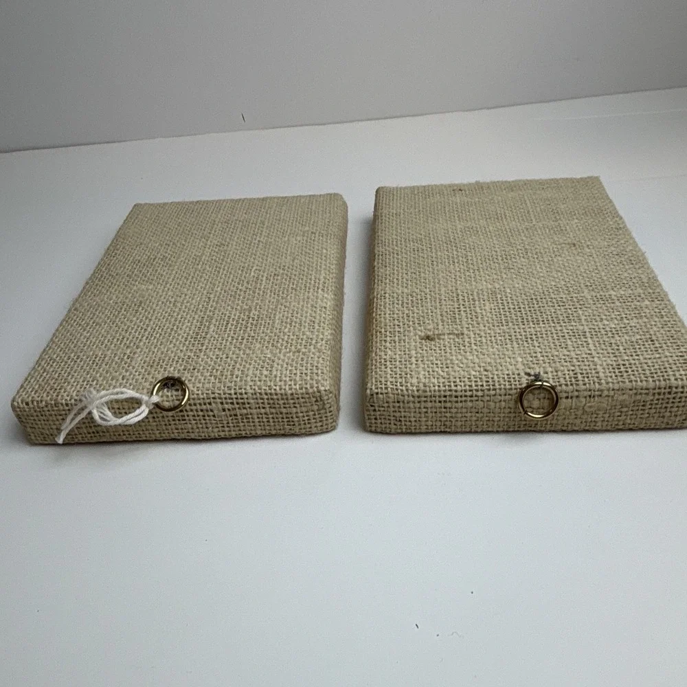 Vintage Raggedy Ann & Andy Burlap  5x7 Gingham set wall art nursery, collectible